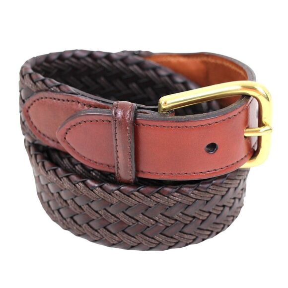 Trafalgar BROWN GENUINE LEATHER 1.25"Wd WOVEN DRESS CASUAL MEN'S BELT Sz 32 (B81 - Picture 2 of 10